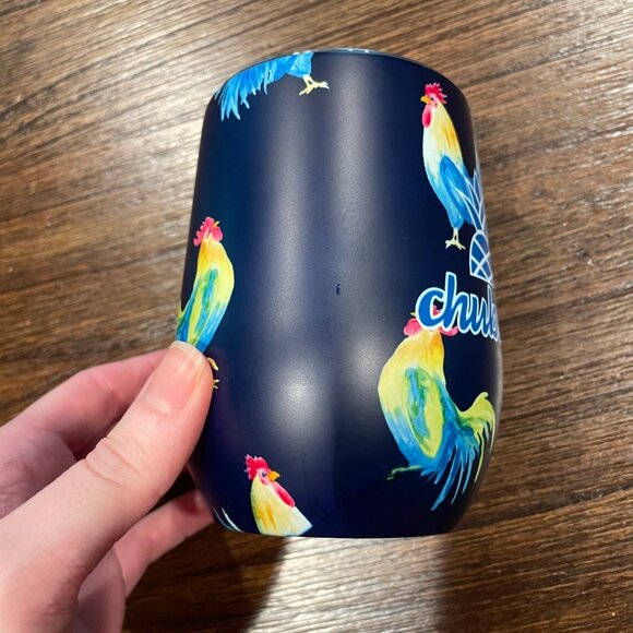 Chubbies The Fowl Plays Tumbler Lid Wine Insulated Navy Roosters - Picture 4 of 8